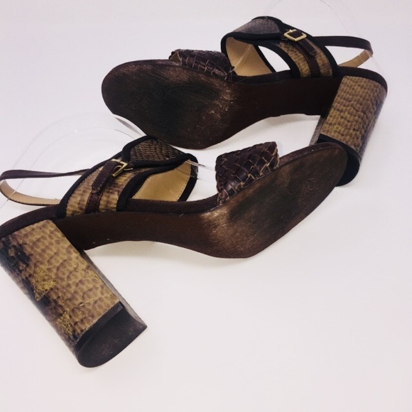 Tahari Jada Brown Leather Weave Faux Snake Print - Picture 7 of 7